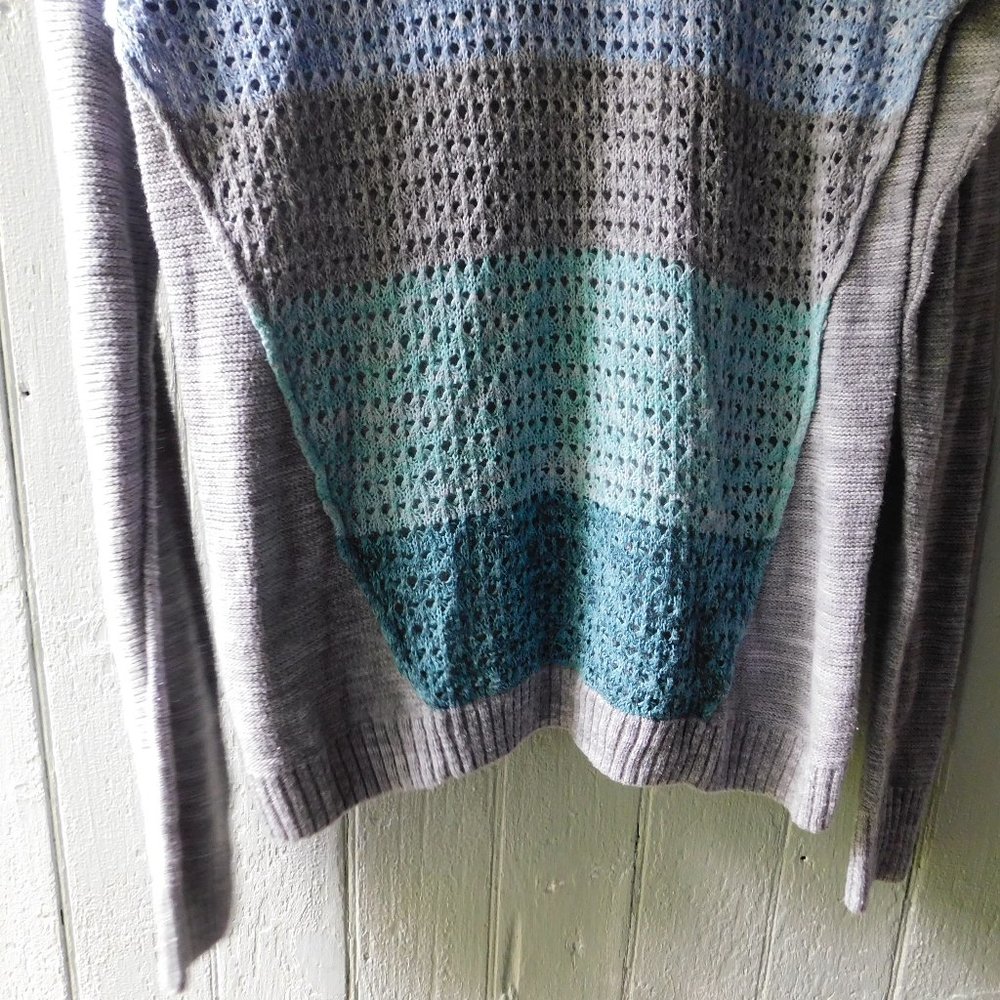 Color Block Blue Grey Lightweight Open Knit - Picture 6 of 8